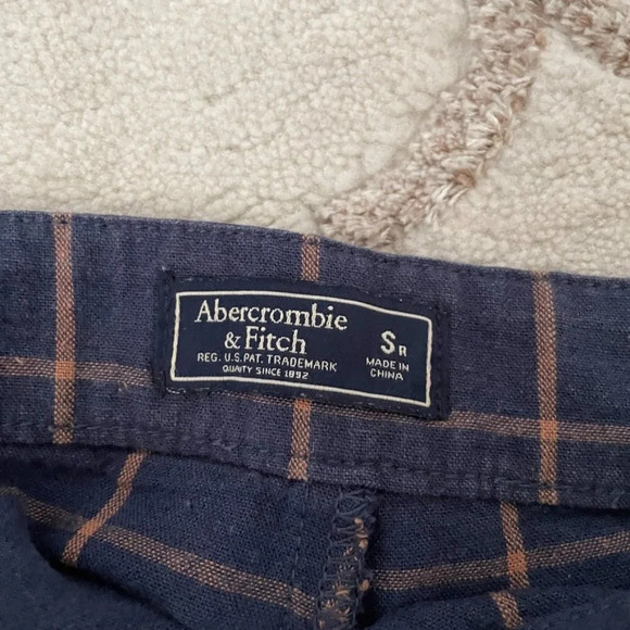 Abercrombie & Fitch Linen Blend Plaid Set Tie Back Crop Top Wide Leg Crop Pant S - Picture 10 of 11
